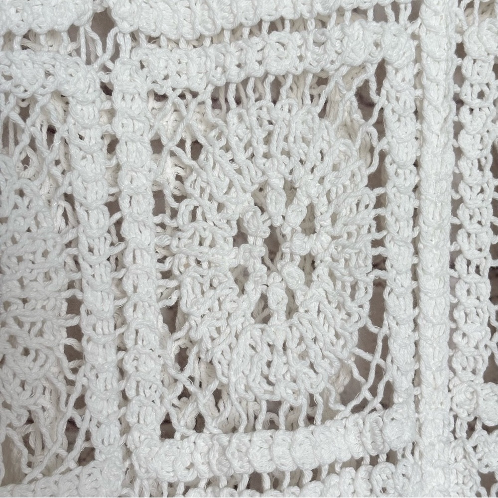SOLITAIRE 3/4 Sleeve Ivory Boho Crochet Cardigan or Beach Cover-Up--NWT--S - Picture 11 of 15